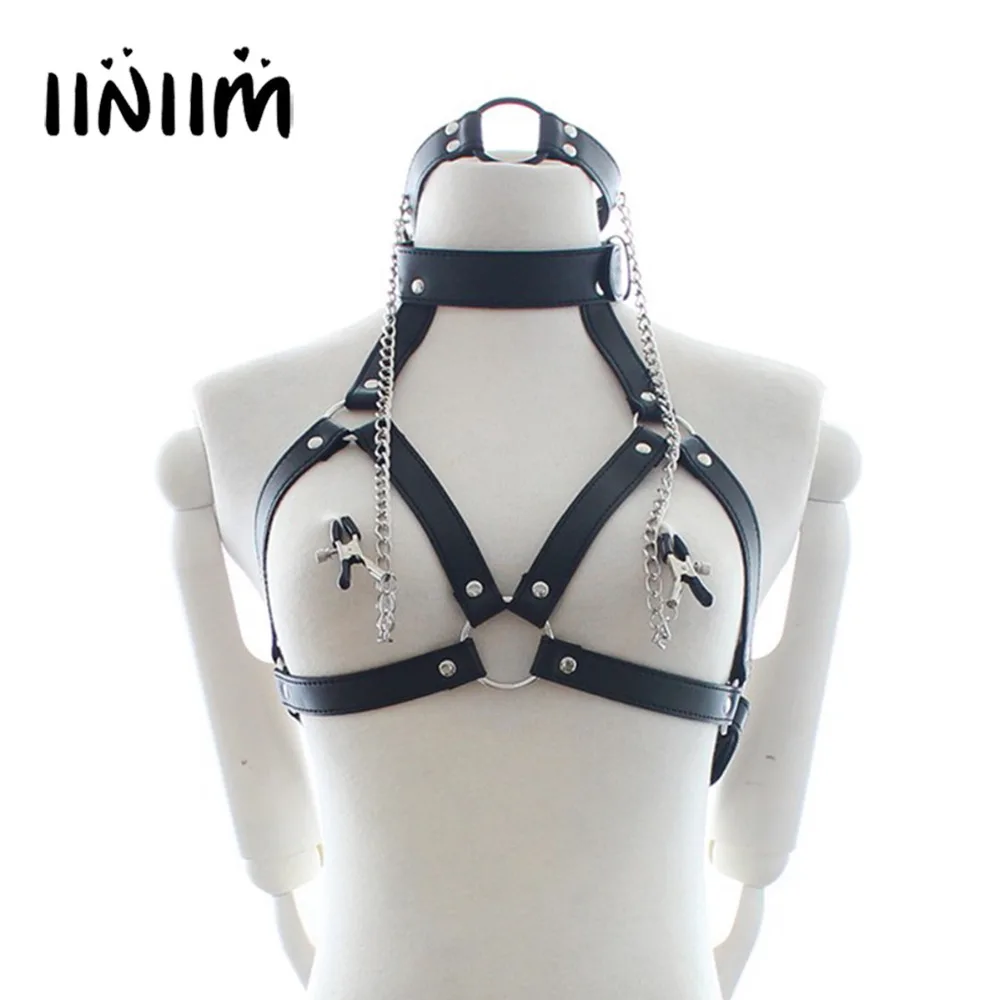 Womens Faux Leather Collar Bra + Ring Open Mouth Gag Nipple Clamps Bondage Night Party Exotic Apparel Bras for Adult
Womens Faux Leather Collar Bra + Ring Open Mouth Gag Nipple Clamps Bondage Night Party Exotic Apparel Bras for Adult