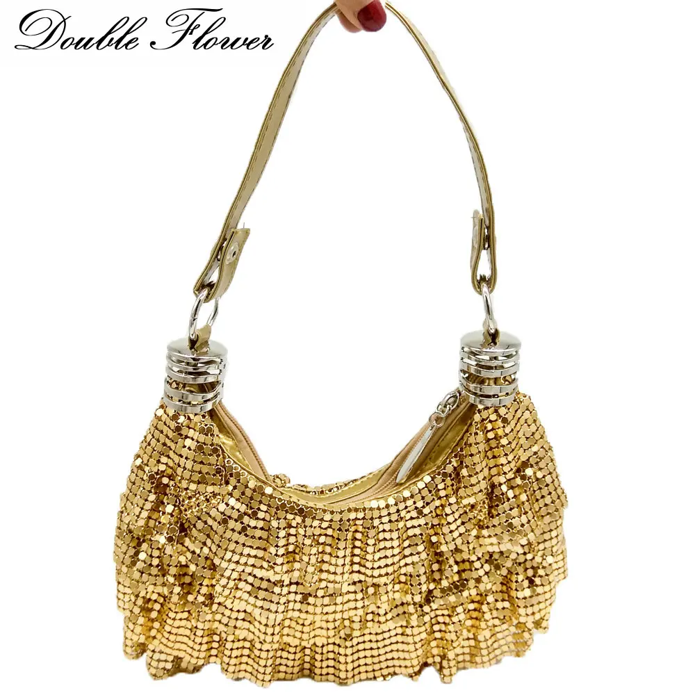 Double Flower Saddle Shape Women's Fashion Metallic Aluminum Handbags and Purses Evening Party Dinner Clutch Tote Top-Handle Bag
Double Flower Saddle Shape Women's Fashion Metallic Aluminum Handbags and Purses Evening Party Dinner Clutch Tote Top-Handle Bag