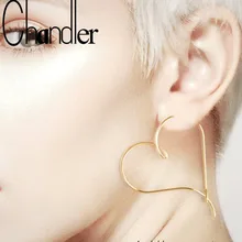 Chandler Großen Hohlen Liebe shaple Draht Ohrring Für Frauen Einfädler Herz Hoop Ohrringe Boho Punk Handgemachte Bronics liebe Mädchen Geschenk(China)