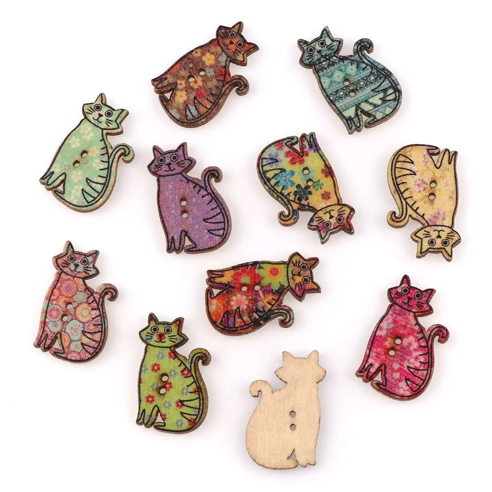 50Pcs Wood Buttons Cartoon Cat Shaped Decorative Wooden Buttons for DIY Clothing Handmade Scrapbooking Craft Random Color Mixed
50Pcs Wood Buttons Cartoon Cat Shaped Decorative Wooden Buttons for DIY Clothing Handmade Scrapbooking Craft Random Color Mixed