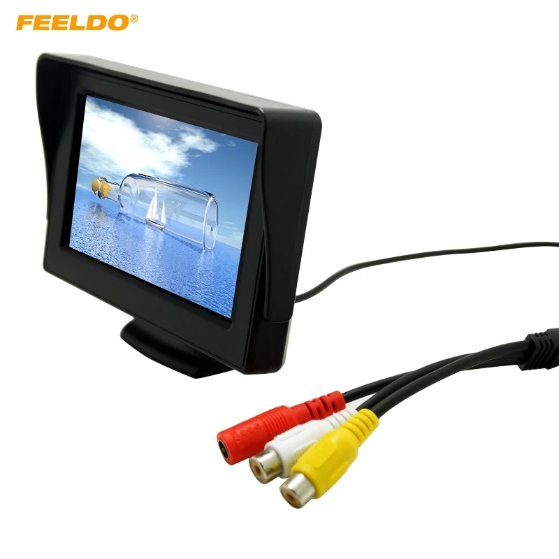 

FEELDO 1Pc 4.3 inch Digital Stand-alone TFT LCD Monitor For Reversing Backup Camera DVD/VCR DC12V-24V #FD-2799