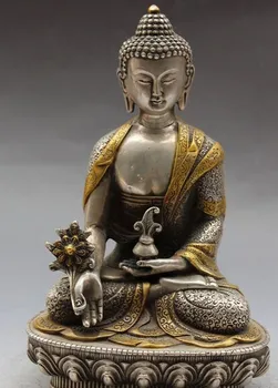 YM 309 8" Chinese Buddhism Silver Gilt Carving Seat Sakyamuni Medicine Buddha StatUE
YM 309 8" Chinese Buddhism Silver Gilt Carving Seat Sakyamuni Medicine Buddha StatUE