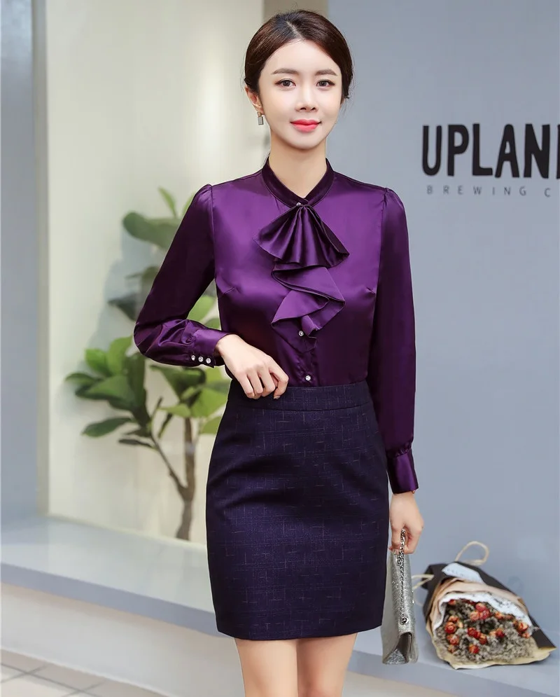 Fashion Women Blouses & Shirts Purple Office Ladies Business Suits 2 Piece Skirt and Top Sets OL Styles
Fashion Women Blouses & Shirts Purple Office Ladies Business Suits 2 Piece Skirt and Top Sets OL Styles