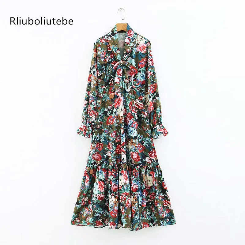 vintage floral print maxi dress women tunic long sleeve bow collar spring flower print long work office dresses elegant vestidos
vintage floral print maxi dress women tunic long sleeve bow collar spring flower print long work office dresses elegant vestidos