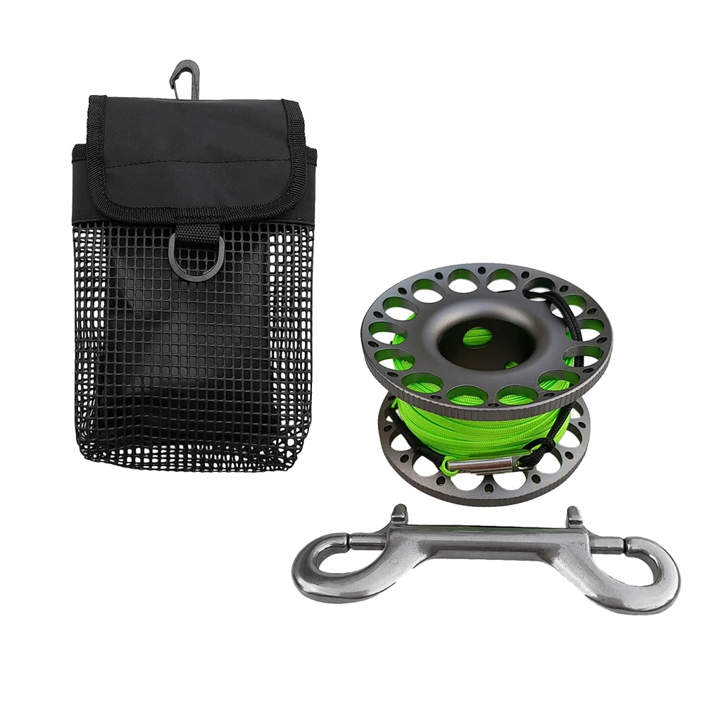 Finger Reel 49ft Brass Clip Scuba Water Spool and Diving Mesh Bag Dive Reel and Mesh Pouch Pocket Weight Belt
Finger Reel 49ft Brass Clip Scuba Water Spool and Diving Mesh Bag Dive Reel and Mesh Pouch Pocket Weight Belt