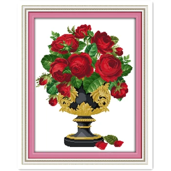 Rose Vase Flower Painting Cross Stitch 11CT Printed On Canvas Chinese Counted Cross Stitch Patterns Kits DMC kits-for-embroidery
Rose Vase Flower Painting Cross Stitch 11CT Printed On Canvas Chinese Counted Cross Stitch Patterns Kits DMC kits-for-embroidery