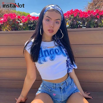 InstaHot White Angel Letter Print Crop Slim Fitted Tee Short Sleeve Round Neck T Shirt Women Summer Cutton Casual T-shirt Tops
InstaHot White Angel Letter Print Crop Slim Fitted Tee Short Sleeve Round Neck T Shirt Women Summer Cutton Casual T-shirt Tops