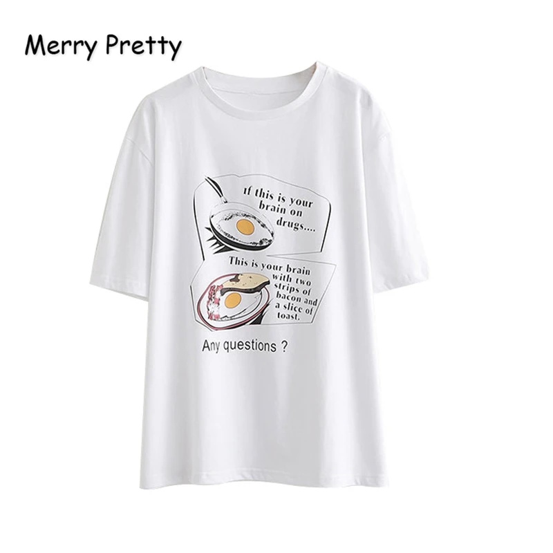 Merry Pretty Women Cartoon Omelette Print Funny T Shirts 2019 Summer Short Sleeve O-Neck Cotton White T Shirt Casual Tops Tees 
Merry Pretty Women Cartoon Omelette Print Funny T Shirts 2019 Summer Short Sleeve O-Neck Cotton White T Shirt Casual Tops Tees