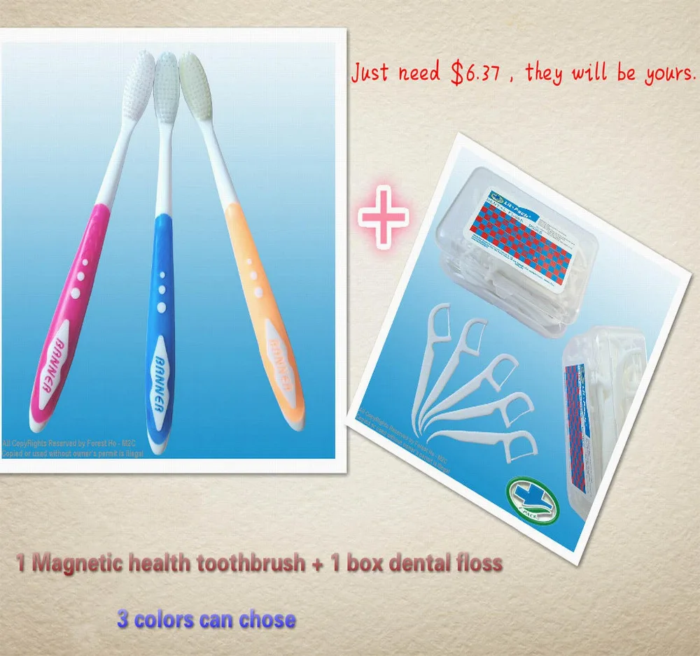 Value combination Magnetic health toothbrush ,dental floss and pick oral hygiene kit
Value combination Magnetic health toothbrush ,dental floss and pick oral hygiene kit