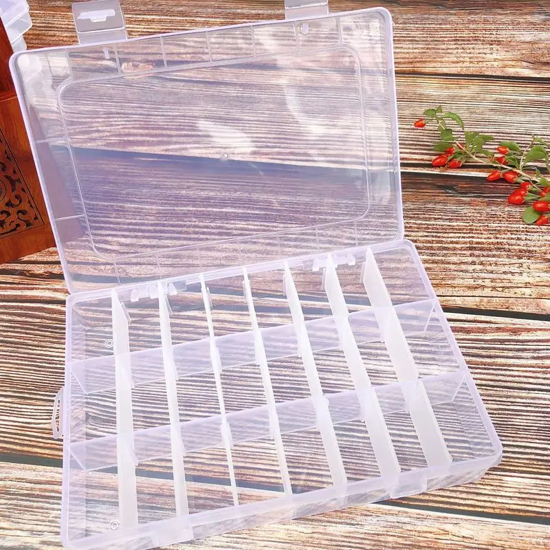 24 Compartment Storage Box Practical Adjustable Plastic Transparent Case for Bead Rings Jewelry Display Organizer Storage Box
24 Compartment Storage Box Practical Adjustable Plastic Transparent Case for Bead Rings Jewelry Display Organizer Storage Box