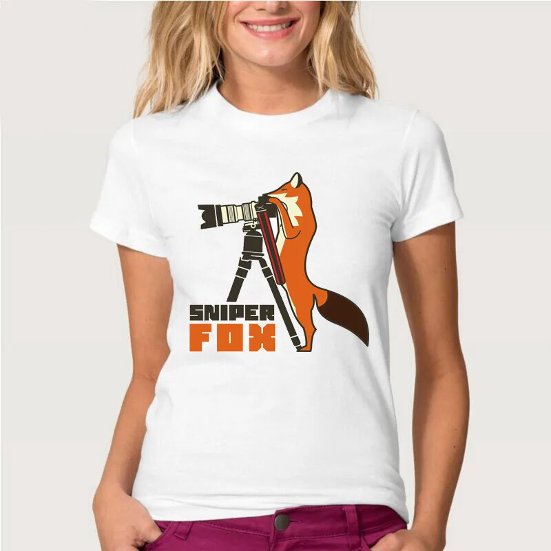 Vintage Retro T shirt Super lovely women Tops Photographer Standing Fox Camera with Little
Vintage Retro T shirt Super lovely women Tops Photographer Standing Fox Camera with Little