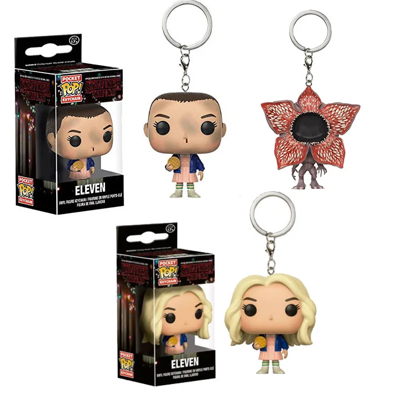 

Funko pop Stranger things-Eleven with eggos Demogorgon keyring PVC Action Figure toys for children birthday Gift with Retail Box