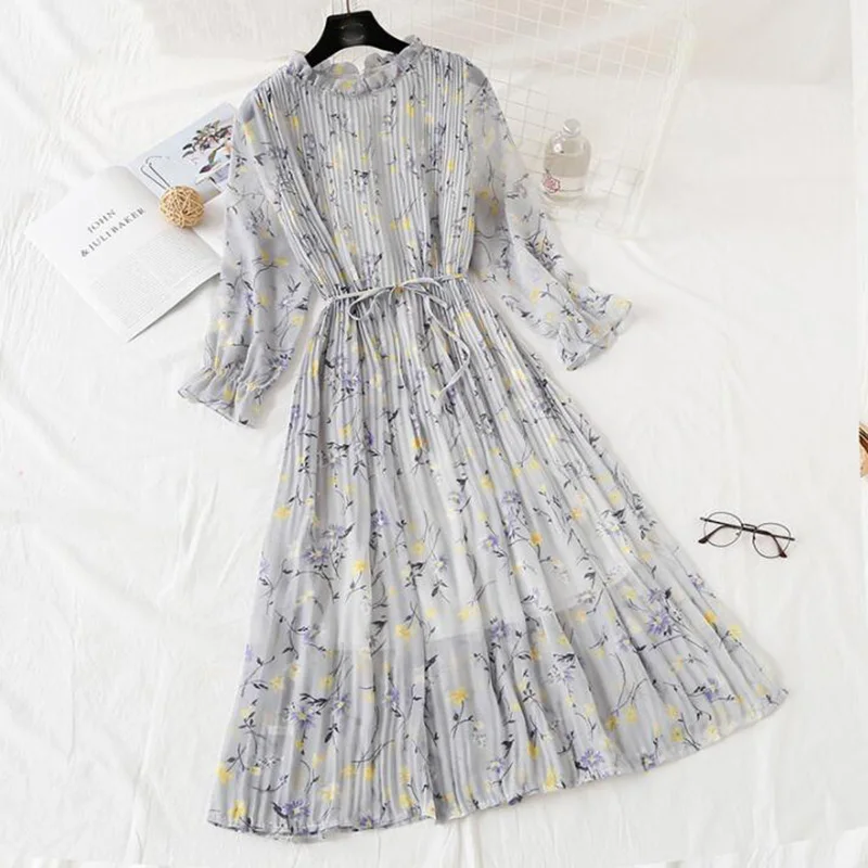 Women Long Dress 2019 Spring Summer Vintage Floral Print Pleated Chiffon Dress Long sleeve Loose Plus Size Dresses Vestidos
Women Long Dress 2019 Spring Summer Vintage Floral Print Pleated Chiffon Dress Long sleeve Loose Plus Size Dresses Vestidos