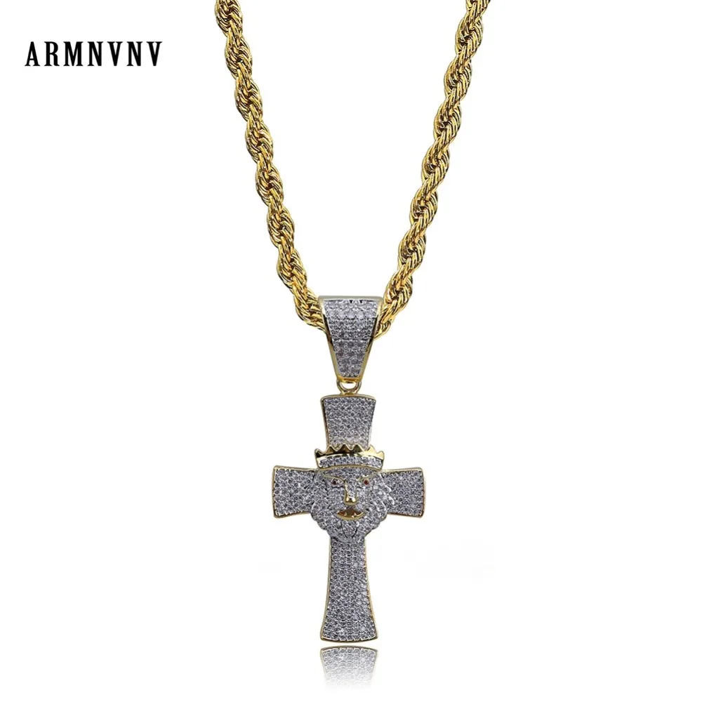 ARMNVNV Mens Necklace Iced Out Cross Pendant Necklace With Gold Chain Wear Crowns Lion +Cubic Zircon Hip Hop Jewelry
ARMNVNV Mens Necklace Iced Out Cross Pendant Necklace With Gold Chain Wear Crowns Lion +Cubic Zircon Hip Hop Jewelry