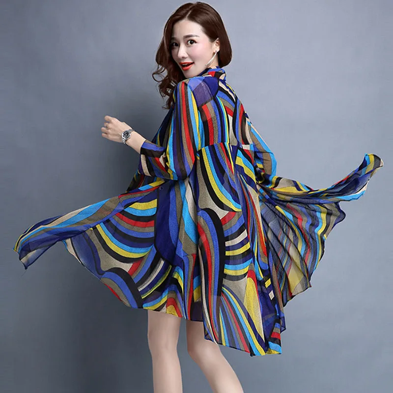 Chiffon Beach Cardigan Long Loose Summer Cape Plus Size Poncho Coat Irregular Sunscreen Sun Protection Top Striped 00040
Chiffon Beach Cardigan Long Loose Summer Cape Plus Size Poncho Coat Irregular Sunscreen Sun Protection Top Striped 00040