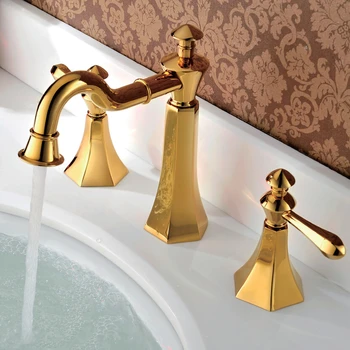 European classical imitation marble double three-hole split the whole golden copper basin taps positive brand factory outlets
European classical imitation marble double three-hole split the whole golden copper basin taps positive brand factory outlets