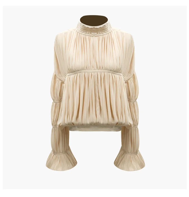 2019 New Summer Autumn Stand Collar Long Sleeve Apricot Pleated Chiffon Shirt Loose T shirt Women Fashion Tide X526
2019 New Summer Autumn Stand Collar Long Sleeve Apricot Pleated Chiffon Shirt Loose T shirt Women Fashion Tide X526