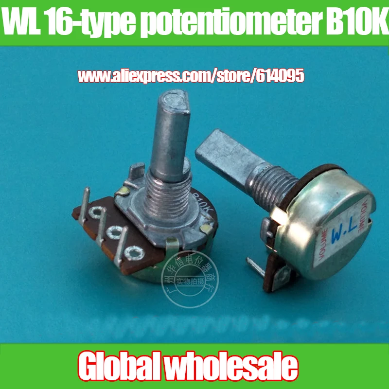 6pcs WL 16-type single potentiometer B10K / inner curved foot / handle length 20MMF
6pcs WL 16-type single potentiometer B10K / inner curved foot / handle length 20MMF