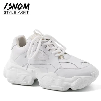 ISNOM Cow Leather Flat Women Sneakers Round Toe Lace Up Footwear Clunky Shoes Female Casual Platform Shoes Woman Summer White
ISNOM Cow Leather Flat Women Sneakers Round Toe Lace Up Footwear Clunky Shoes Female Casual Platform Shoes Woman Summer White