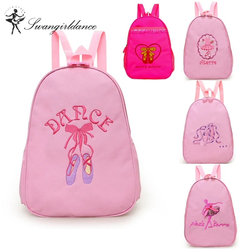 Kids Pink Ballet Backpack Bags for Girls Waterproof Nylon Embroidery Dancing Bags Ballet AccessoriesAS8659