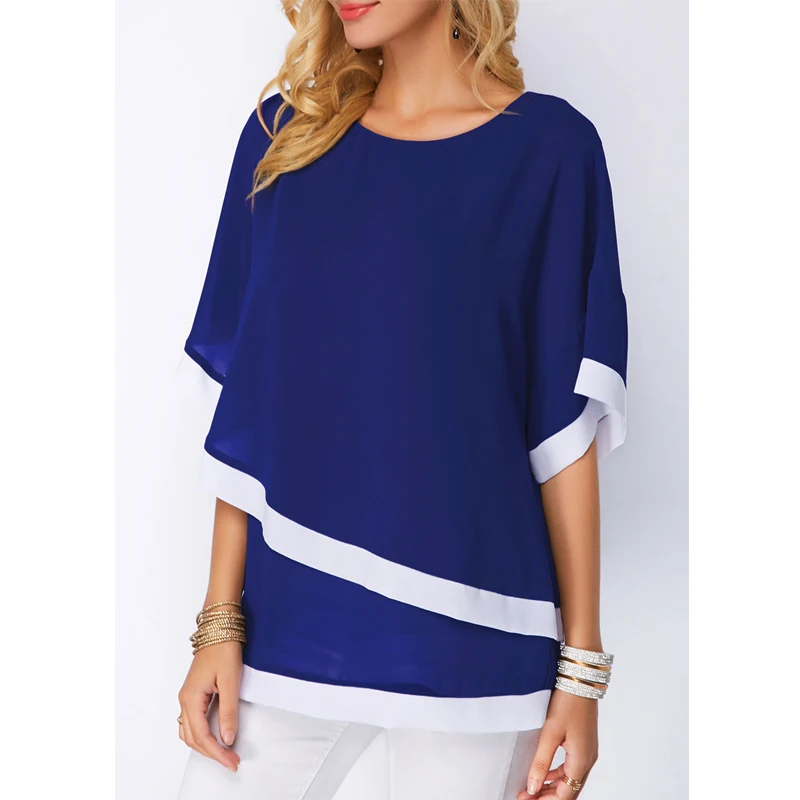 Summer Casual Women's Chiffon Shirt 2019 Bat Sleeve Stitching Irregular Loose Chiffon Shirt Tops Women's Plus Size Blouse
Summer Casual Women's Chiffon Shirt 2019 Bat Sleeve Stitching Irregular Loose Chiffon Shirt Tops Women's Plus Size Blouse
