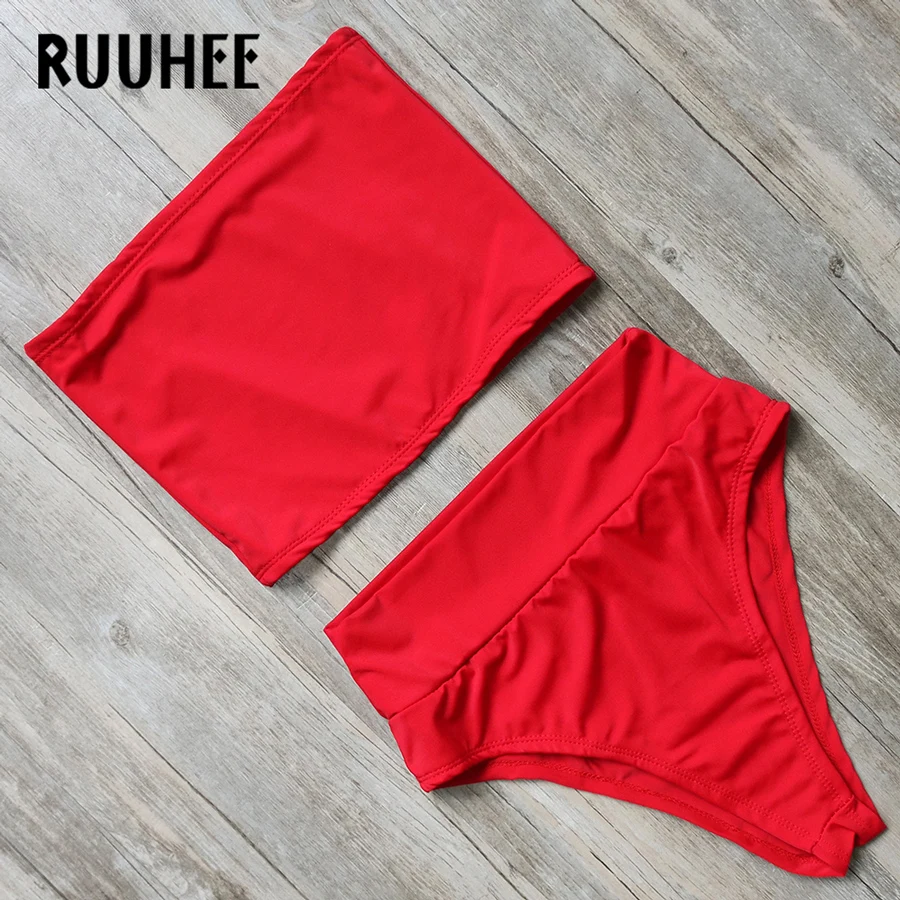 

RUUHEE Brand Bikini 2017 Swimwear Swimsuit Women Strapless Cheeky Bathing Suit Bikini Set Summer High Waist Female Beachwear