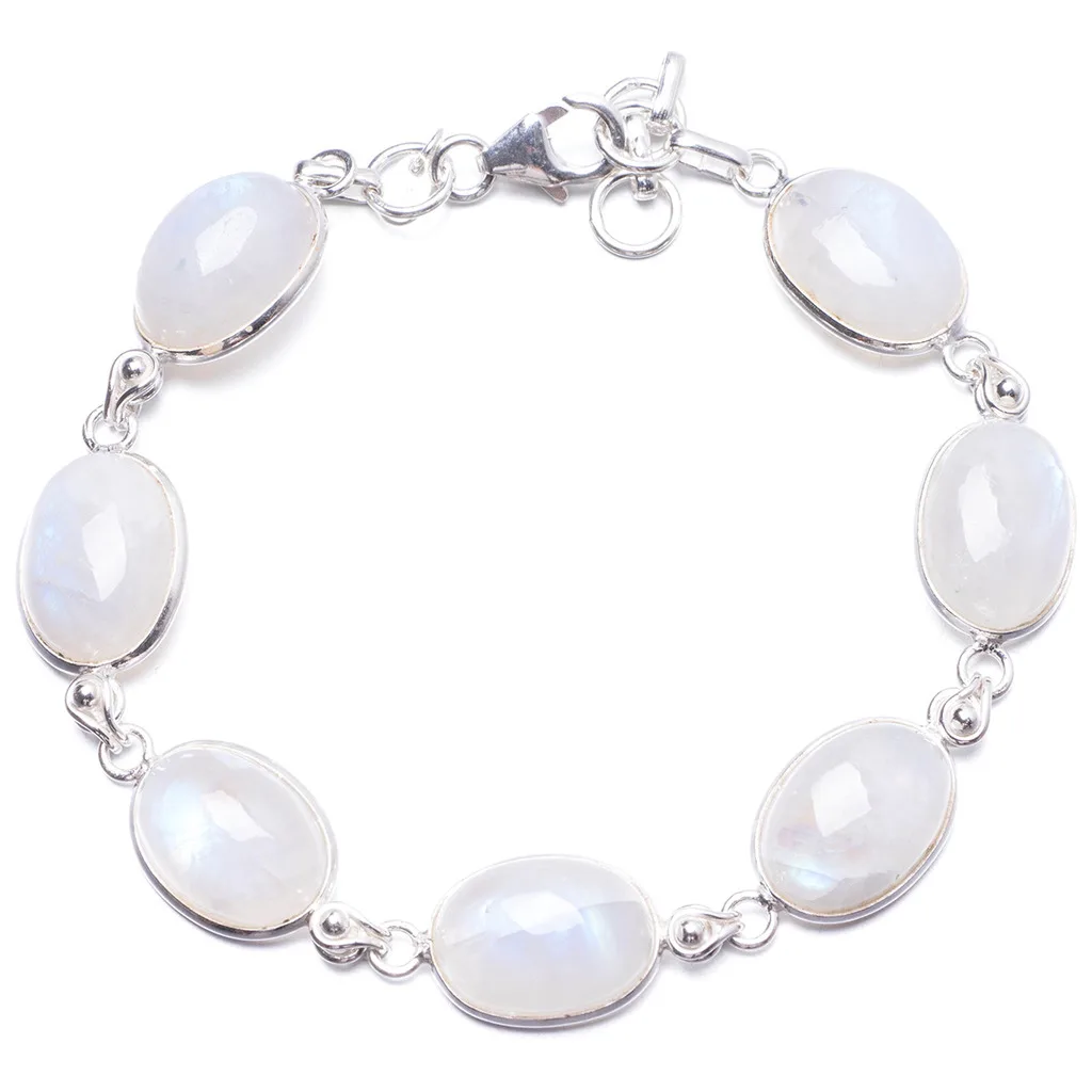 Natural Rainbow Moonstone Handmade Unique 925 Sterling Silver Bracelet 7 1/4-8 1/4" Y2016
Natural Rainbow Moonstone Handmade Unique 925 Sterling Silver Bracelet 7 1/4-8 1/4" Y2016