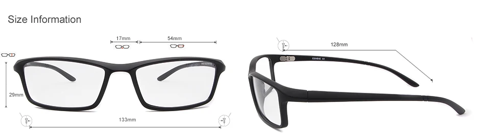 Esnbie Unisex Full Rim Rectangle TR 90 Titanium Eyeglasses Front View