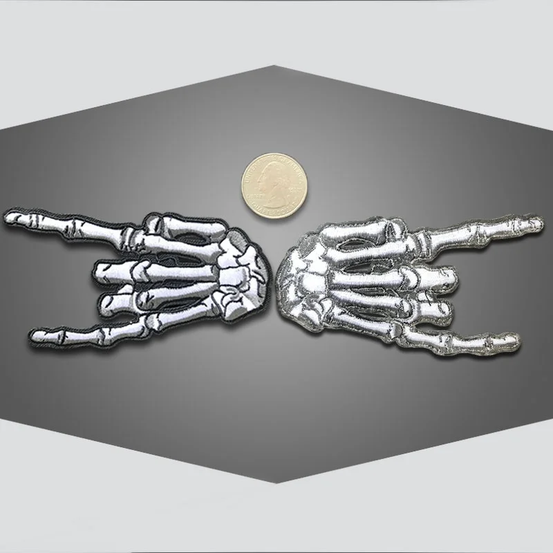 2Pcs Rock and Roll I Love You Finger Gesture Skeleton Hand Patch Punk Style Applique Sticker Iron on Fabric Patchwork
2Pcs Rock and Roll I Love You Finger Gesture Skeleton Hand Patch Punk Style Applique Sticker Iron on Fabric Patchwork