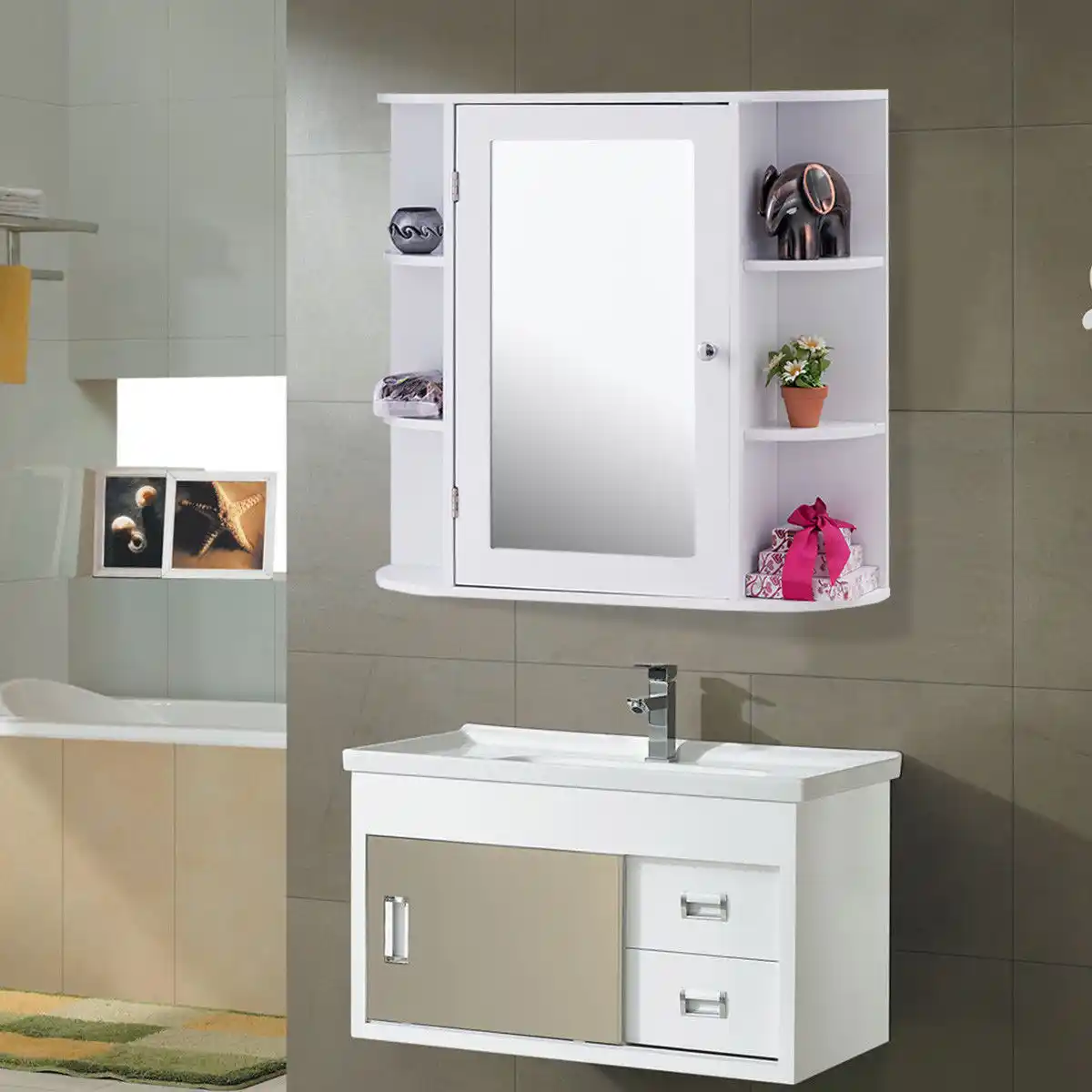 Giantex Multipurpose Mount Wall Surface Bathroom Storage Cabinet