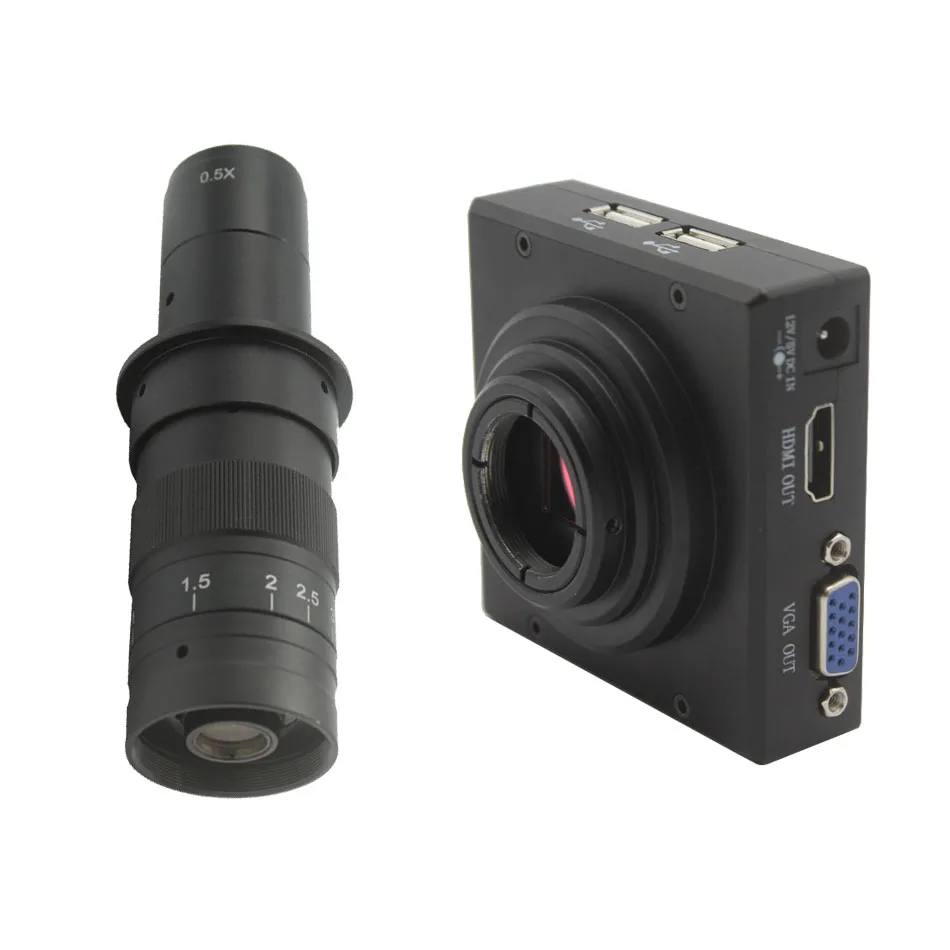 HD 1080P HDMI VGA Outputs Microscope Measure Camera U Disk Storage Picture Video imaged Recording+10X-180X C-mount Lens
HD 1080P HDMI VGA Outputs Microscope Measure Camera U Disk Storage Picture Video imaged Recording+10X-180X C-mount Lens