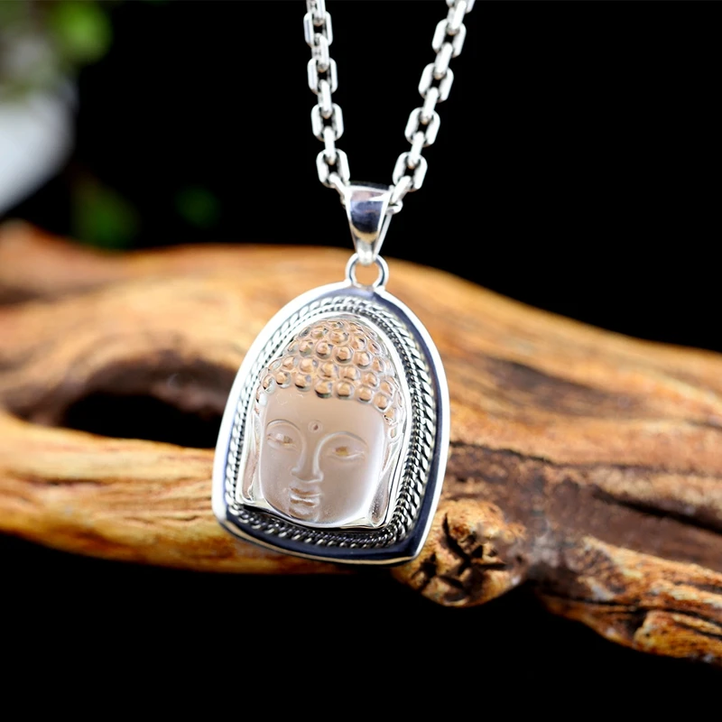 925 sterling silver mosaic natural white crystal Shakyamuni pendants simple fashion Shakyamuni pendants for women man jewelry
925 sterling silver mosaic natural white crystal Shakyamuni pendants simple fashion Shakyamuni pendants for women man jewelry