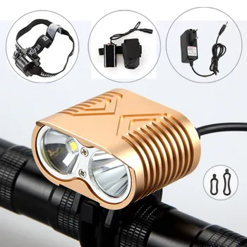 

Bicycle Light head light 4000 Lumen 2x CREE XM-L U2 LED Cycling Bike Headlamp +8.4V 6400mah Battery Pack + charger + Headstrap
