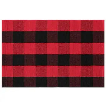 Plaid Cotton Rug Nonslip Checkered Rugs Red Woven Outdoor Anti-Slip Check Area Rug,Plaid Entry Rug, Washable Porch Rug,Back Do 
Plaid Cotton Rug Nonslip Checkered Rugs Red Woven Outdoor Anti-Slip Check Area Rug,Plaid Entry Rug, Washable Porch Rug,Back Do