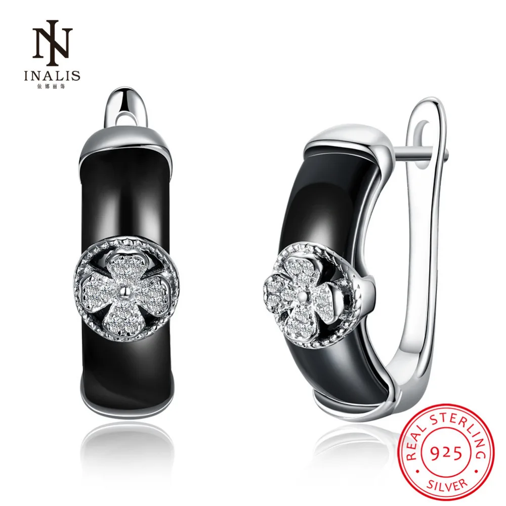 INALIS Black Color Ceramics Stud Earrings Flower Zircon 925 Sterling Silver Earrings For Women Elegant Jewelry
INALIS Black Color Ceramics Stud Earrings Flower Zircon 925 Sterling Silver Earrings For Women Elegant Jewelry