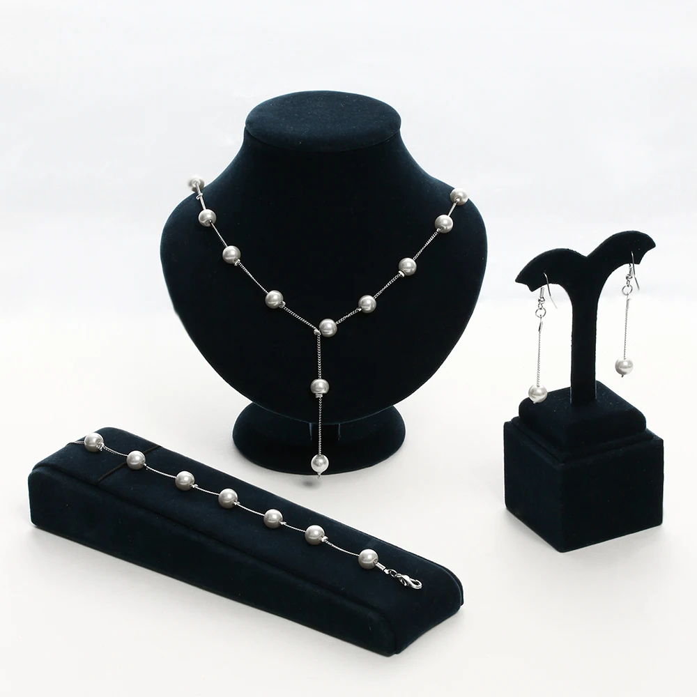 Фото 2 Color New Brand Jewellery Sweet Elegant Women Imitation Pearl Jewelry Sets Simple Choker Necklace Bracelet Earrings | Украшения и
