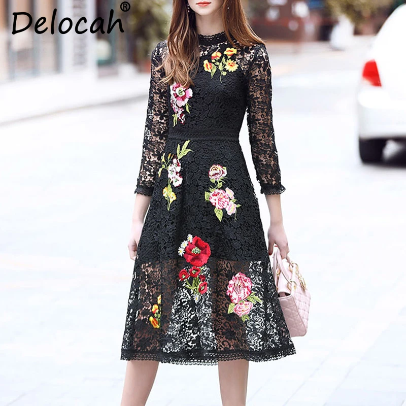 Delocah Autumn Women New Dress Runway Fashion Designer Three Quarter Sleeve Gorgeous Crystal Embroidery Slim A-Line Dresses
Delocah Autumn Women New Dress Runway Fashion Designer Three Quarter Sleeve Gorgeous Crystal Embroidery Slim A-Line Dresses