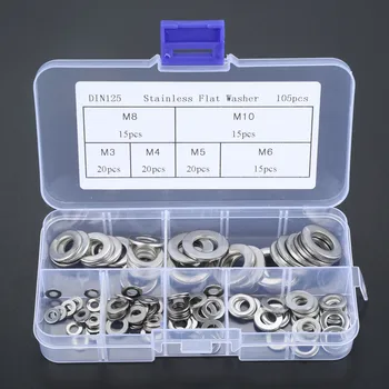 DRELD 105Pcs 304 Stainless Steel Flat Washer Plain Washer Gaskets Assortment Metric Flat Gasket Kit Flat Pad M3 M4 M5 M6 M8 M10
DRELD 105Pcs 304 Stainless Steel Flat Washer Plain Washer Gaskets Assortment Metric Flat Gasket Kit Flat Pad M3 M4 M5 M6 M8 M10