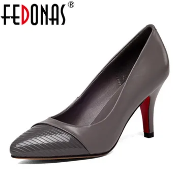 FEDONAS New Fashion Spring Classic Women Genuine Leather Office Pumps Thin High Heel Nude Office Wedding Shoes Woman Size 34-43
FEDONAS New Fashion Spring Classic Women Genuine Leather Office Pumps Thin High Heel Nude Office Wedding Shoes Woman Size 34-43