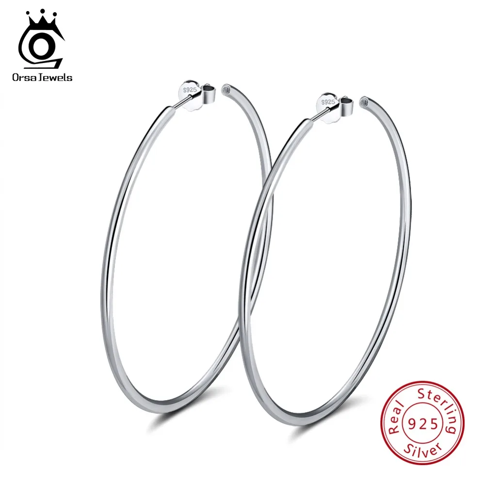 ORSA JEWELS Real 925 Sterling Silver Hoop Earrings for Women Big Circle Round Silver Earring Fashion Female Jewelry Gift SE79
ORSA JEWELS Real 925 Sterling Silver Hoop Earrings for Women Big Circle Round Silver Earring Fashion Female Jewelry Gift SE79
