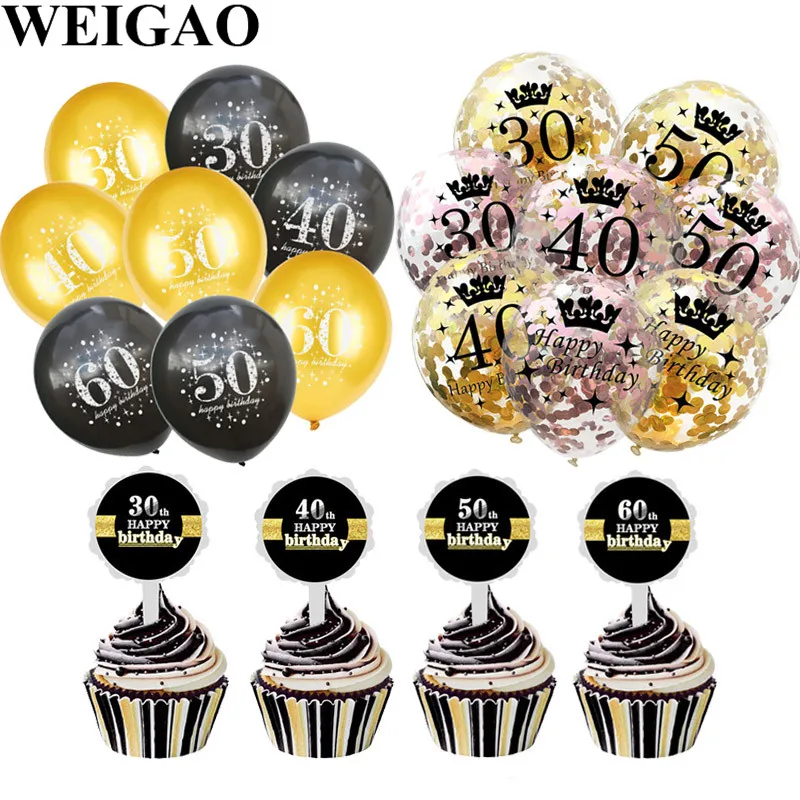 WEIGAO 30/40/50/60th Latex Ballons Adult Birthday Decor Confetti Balloons Anniversary Birthday Party Decoration 30 Year Balloons
WEIGAO 30/40/50/60th Latex Ballons Adult Birthday Decor Confetti Balloons Anniversary Birthday Party Decoration 30 Year Balloons