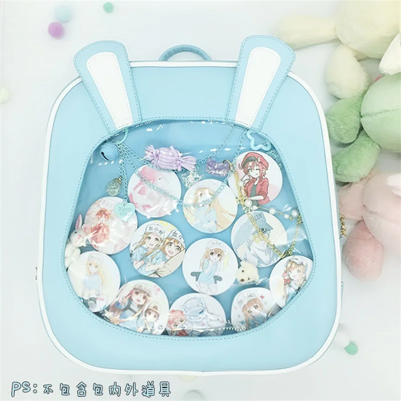Korean Cute Rabbit Ears Lolita Itabag Shoulder Bag Transparent Schoolbag Student Travel Backpack PU School Bags Racksacks
Korean Cute Rabbit Ears Lolita Itabag Shoulder Bag Transparent Schoolbag Student Travel Backpack PU School Bags Racksacks