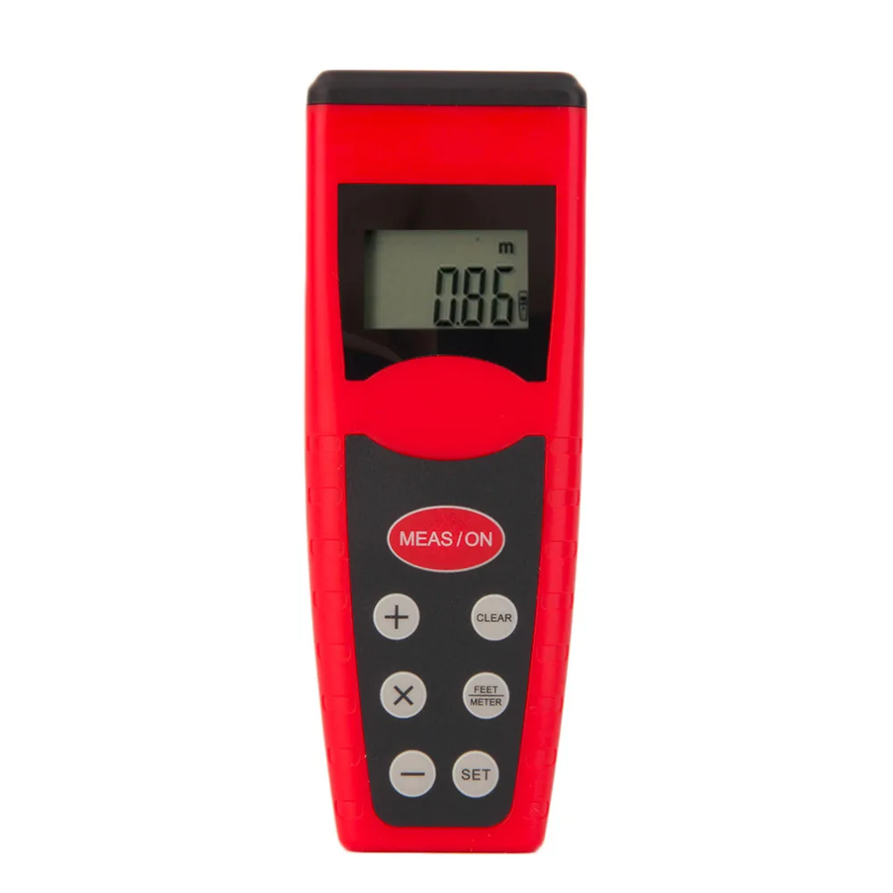 

CP3000 Beautiful Red Ultrasonic Rangefinder 50cm to 18m Measure Distance Meter Measurer 9v Battery Laser Pointer Range Finder