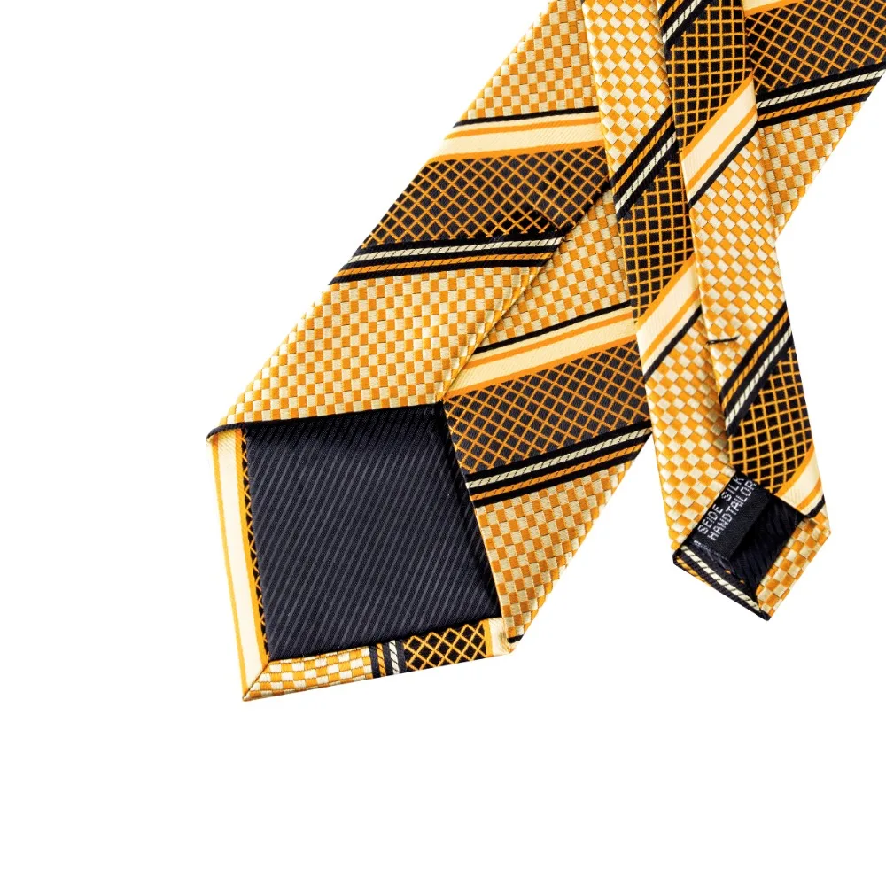 Мужской галстук GP 002 роскошный желтый золотистый полосатый Шелковый жаккардовый