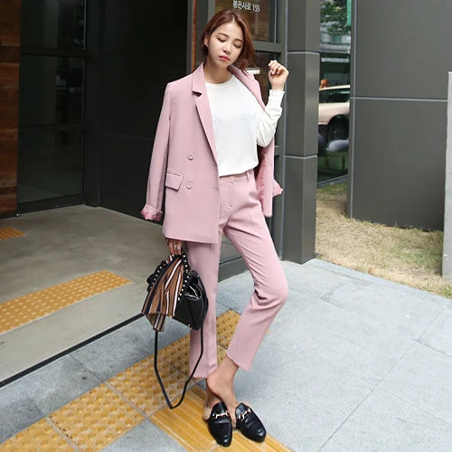 Women's Work Pant Suits Office Lady OL Double Breasted Pink Suit Blazer Jacket & Zipper Pant 2 Piece Sets Women Outfits Feminino
Women's Work Pant Suits Office Lady OL Double Breasted Pink Suit Blazer Jacket & Zipper Pant 2 Piece Sets Women Outfits Feminino
