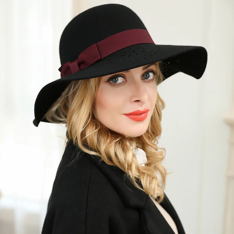 Autumn Winter Women Fedoras Hat Wool Bowknot British Vintage Fashion Fedora Hats Girl Ladies Korean Version Elegant Cap H6827
Autumn Winter Women Fedoras Hat Wool Bowknot British Vintage Fashion Fedora Hats Girl Ladies Korean Version Elegant Cap H6827