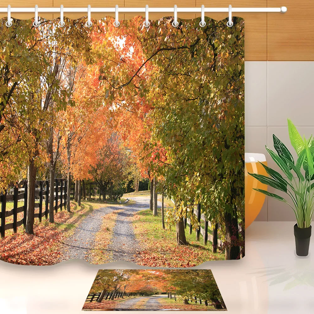 LB Country Road in Autumn Shower Curtain With Mat Set Landscape Nature Fallen Leaf Bathroom Waterproof Fabric For Bathtub Decor
LB Country Road in Autumn Shower Curtain With Mat Set Landscape Nature Fallen Leaf Bathroom Waterproof Fabric For Bathtub Decor