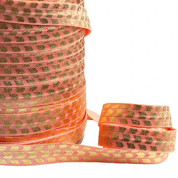 New arrival Gold foil chevron #720 peach color elastic, printing fold over elastic
New arrival Gold foil chevron #720 peach color elastic, printing fold over elastic