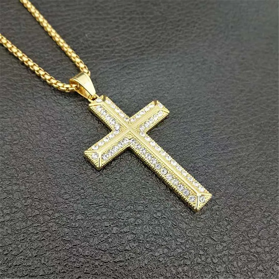 Hip Hop Iced Out Cross Pendant With Stainless Steel Chain Golden Necklace For Men Christian Jewelry Dropshipping
Hip Hop Iced Out Cross Pendant With Stainless Steel Chain Golden Necklace For Men Christian Jewelry Dropshipping