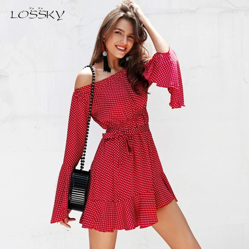 Lossky Women Beach Dress Sexy Red Off Shoulder Polka Dot Dress Lace-up Slash Neck Flare Long Sleeve Dress Vintage Patchwork Dres
Lossky Women Beach Dress Sexy Red Off Shoulder Polka Dot Dress Lace-up Slash Neck Flare Long Sleeve Dress Vintage Patchwork Dres